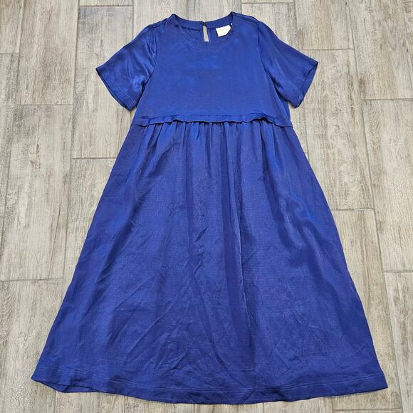 Anthropologie Maeve Jimena Dress Size M Sapphire Blue‎ Oversized Midi Boho - Picture 3 of 11
